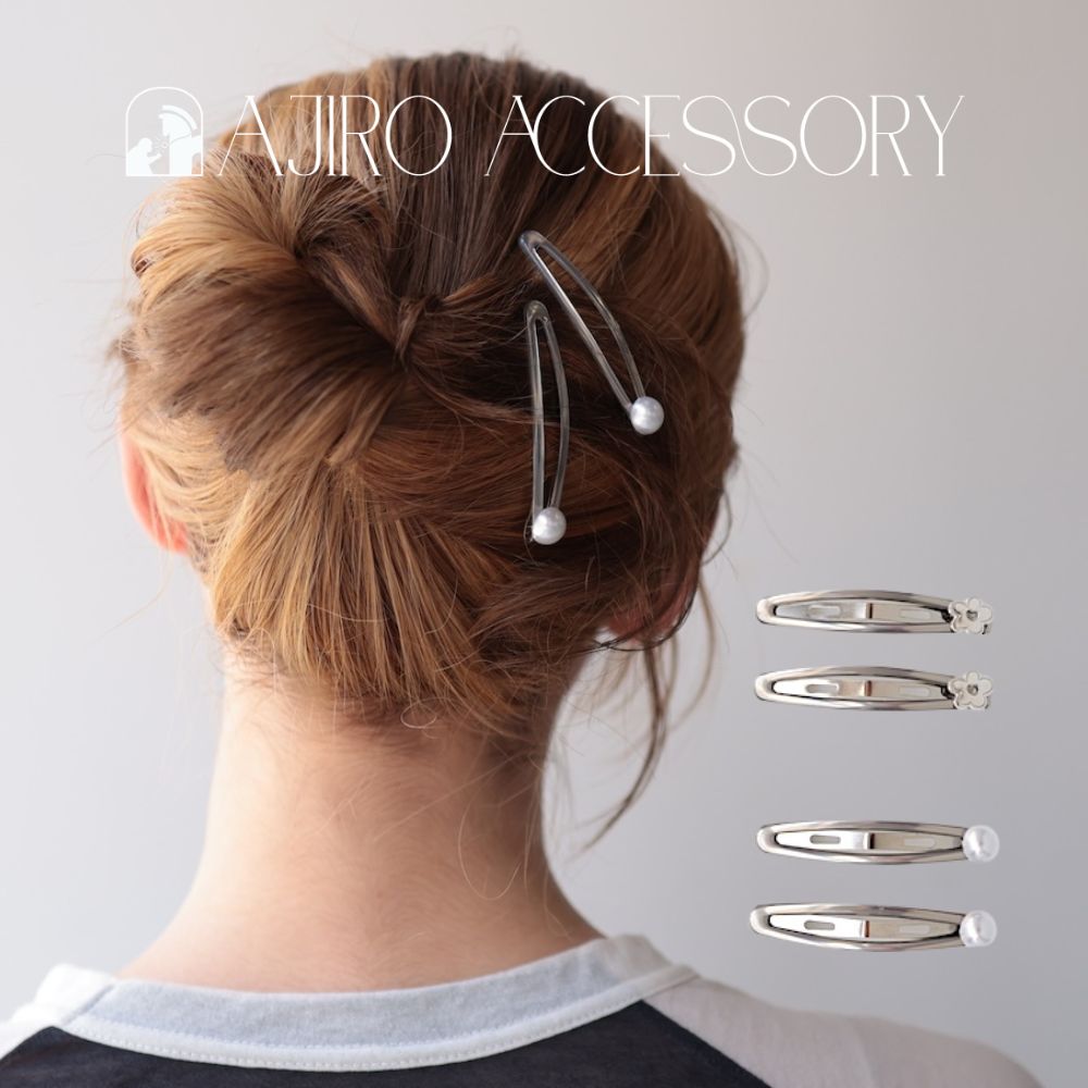 H073ヘアピンフラワーパールメタル透かしデザインシルバー花モチーフヘアアクセサリーレディース前髪サイド留めまとめ髪ヘアアレンジ軽量上品大人可愛いシンプルデイリーオフィス