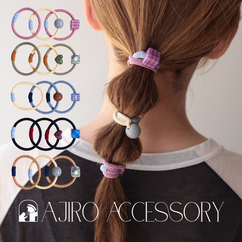 H072ヘアゴム3点セットスクエアモチーフ配色くすみカラーヘアアクセサリーレディース髪ゴム髪留めまとめ髪ヘアアレンジ大人可愛いおしゃれシンプルカジュアルデイリー普段使いギフト