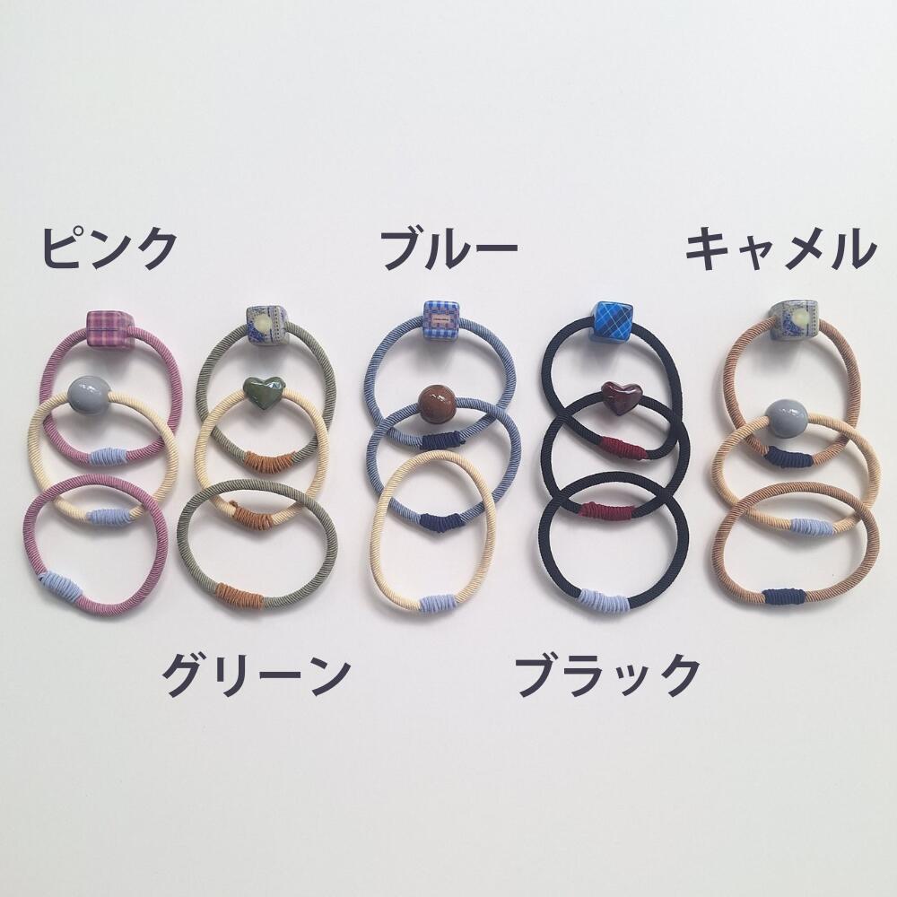 【3点セット】H072ヘアゴムスクエアモチーフ配色くすみカラーヘアアクセサリーレディース髪ゴム髪留めまとめ髪ヘアアレンジ大人可愛いおしゃれシンプルカジュアルデイリー普段使いギフトジュエリー