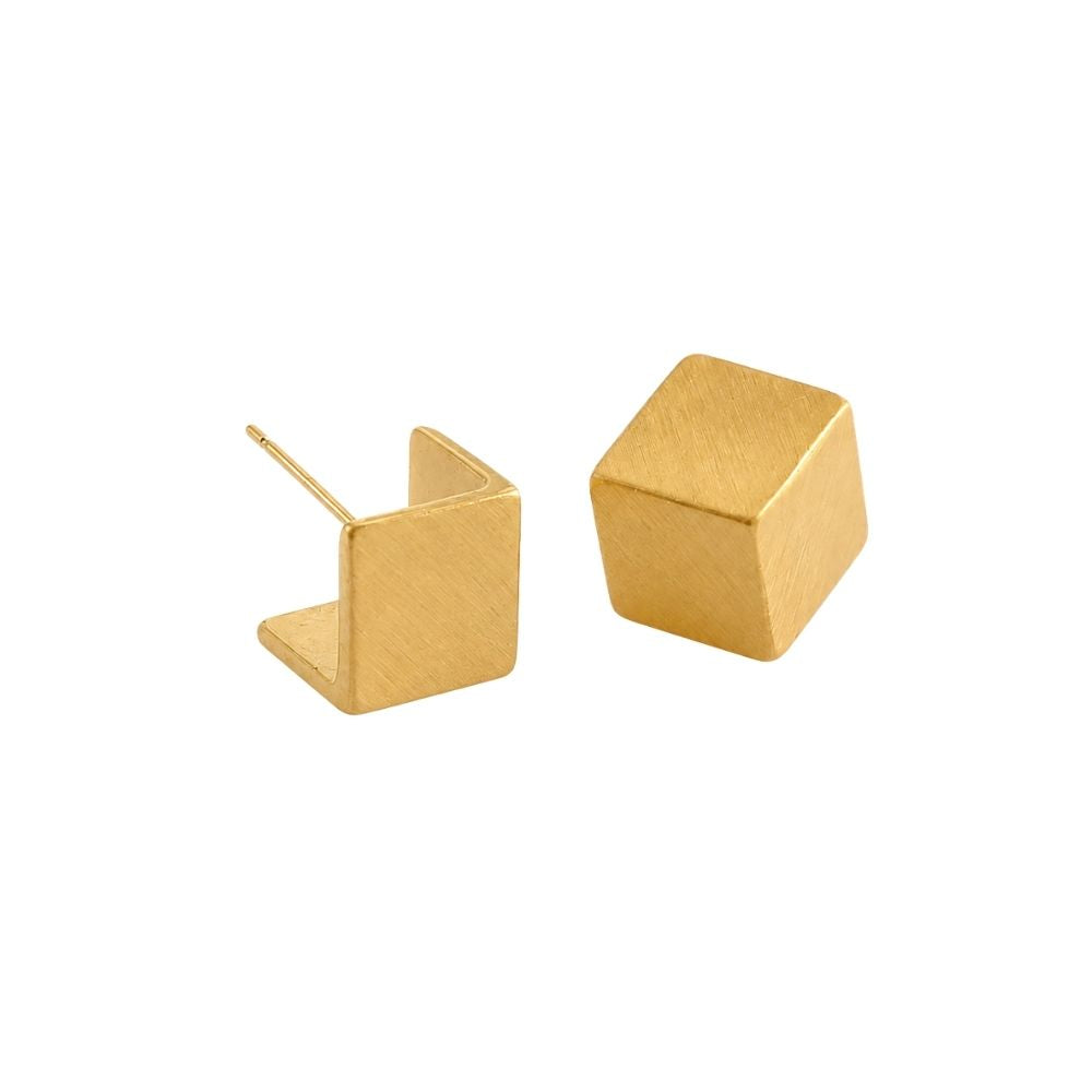 P503 Pierce Square Hypoallergenic Gold Silver Ladies Minimal Gift
