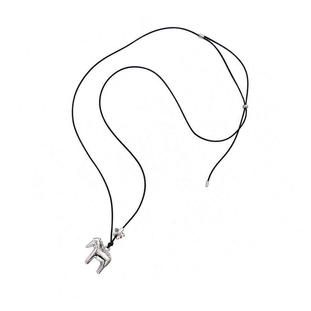N037 Necklace Hypoallergenic Adjustable Ladies Silver Black Gift