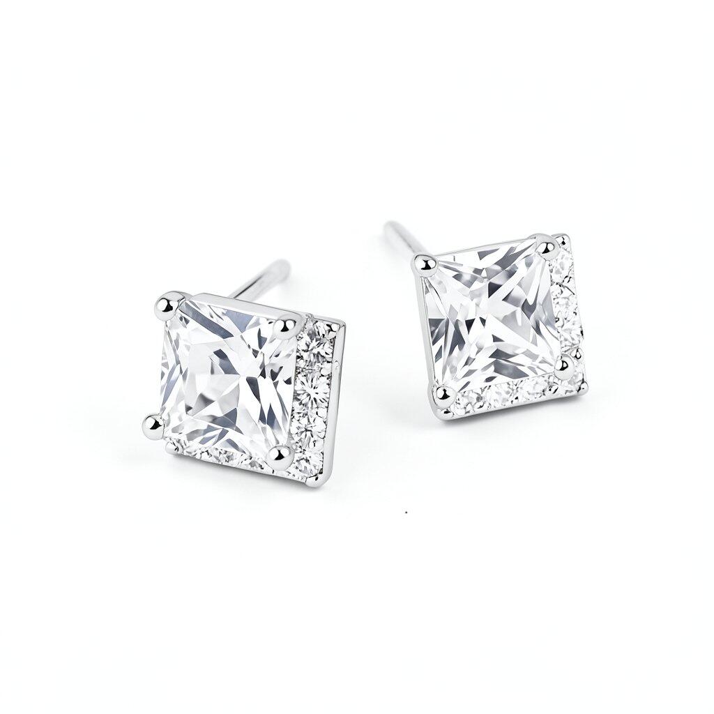 P461 Pierce Delicate Square Elegant Gift Ladies Stylish Minimal