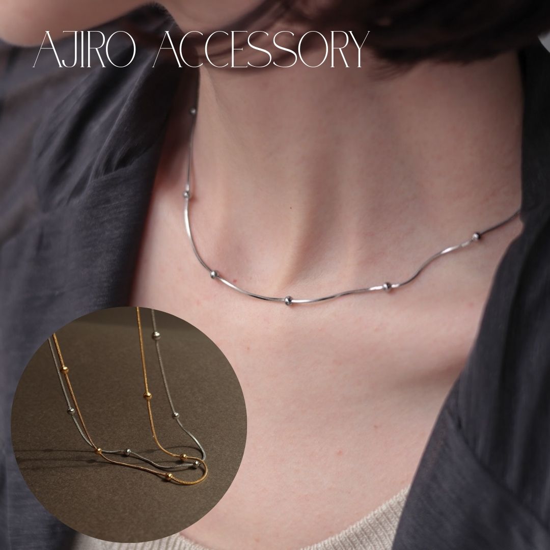 N007 stainless ball snake chain necklace
