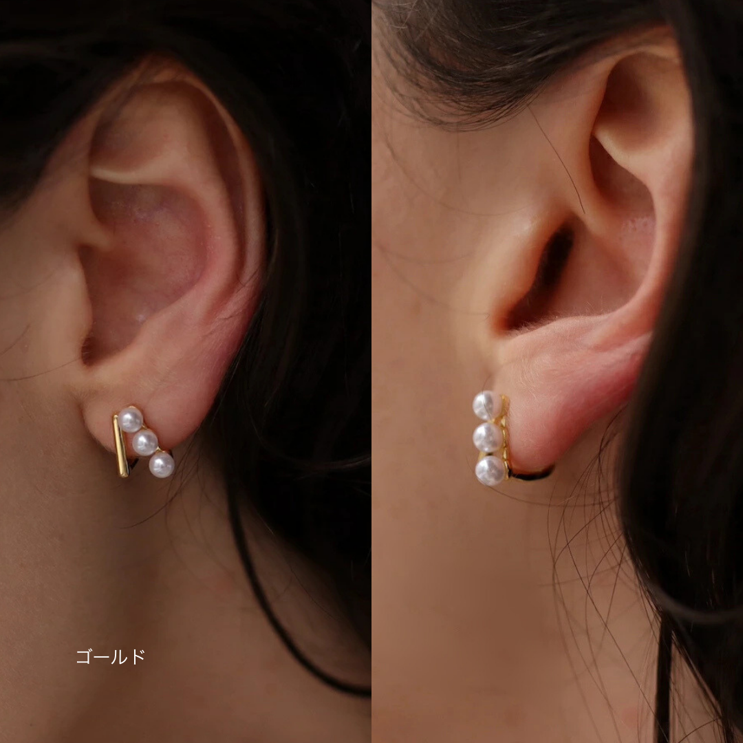 P444 triangle pearl pierce/earring