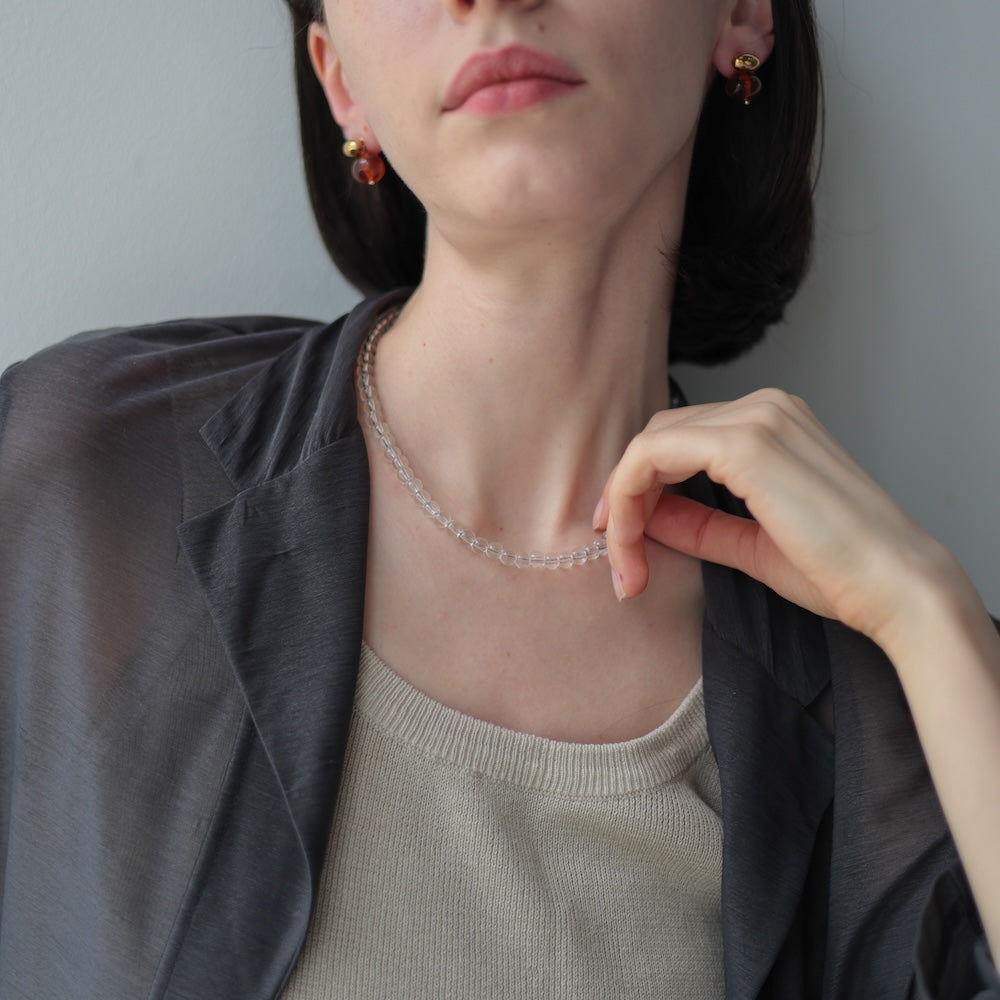 N021  stainless black beads necklace