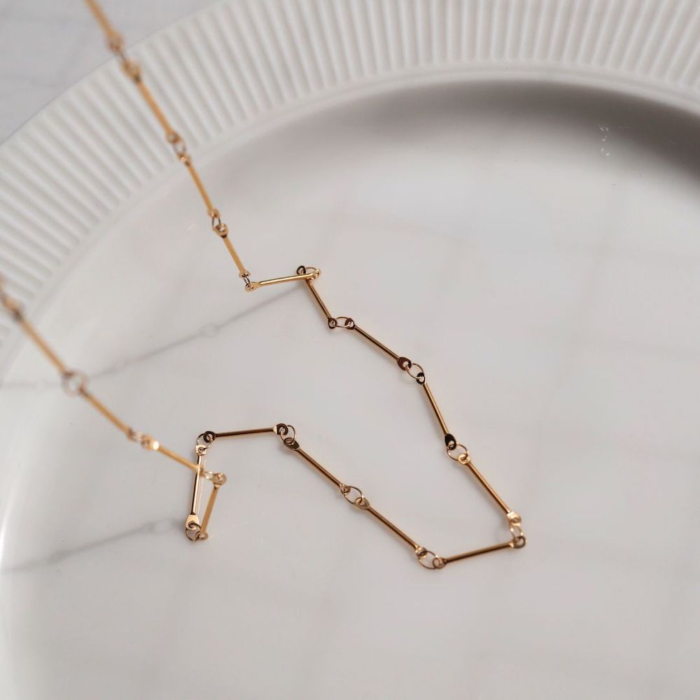 N158 stainless simple stick chain necklace