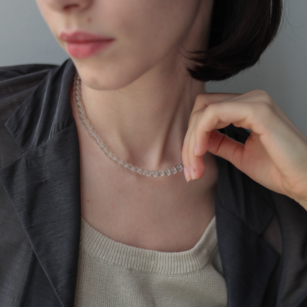 N021  stainless black beads necklace