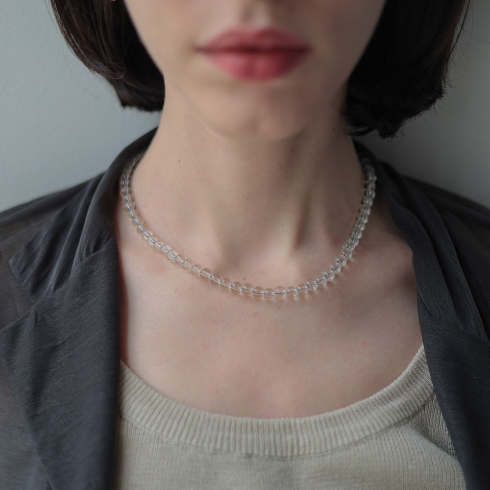 N021  stainless black beads necklace
