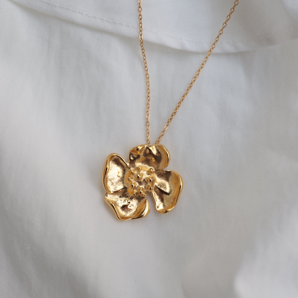 N258 stainless flower necklace