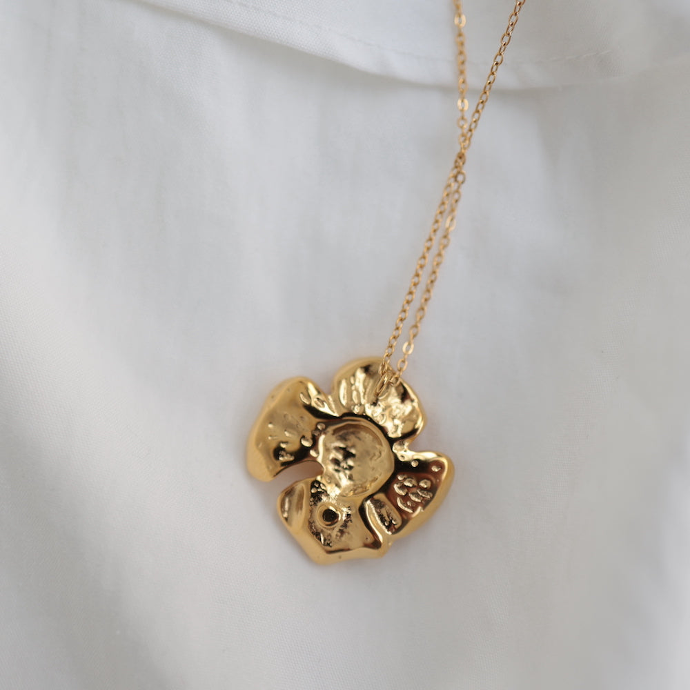 N258 stainless flower necklace