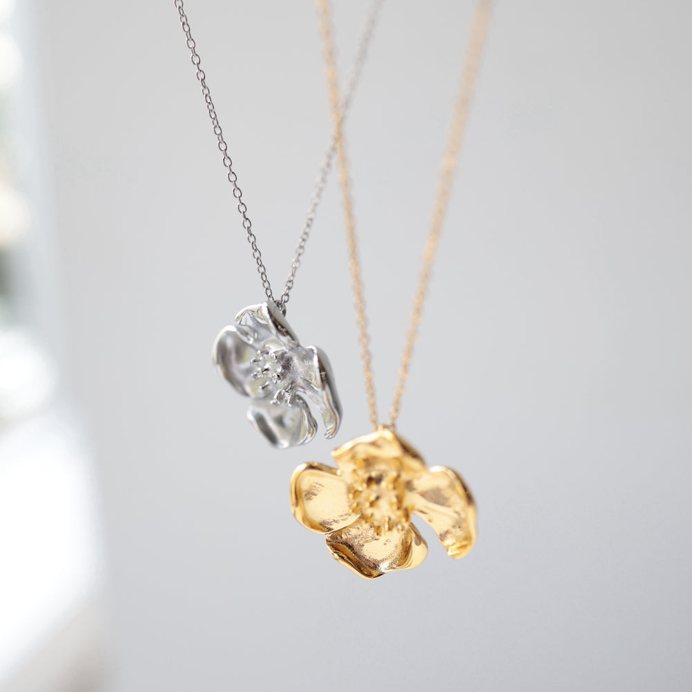 N258 stainless flower necklace