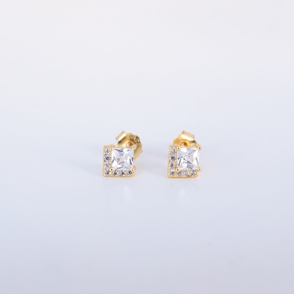 P461 silver925 square zirconia stud pierce