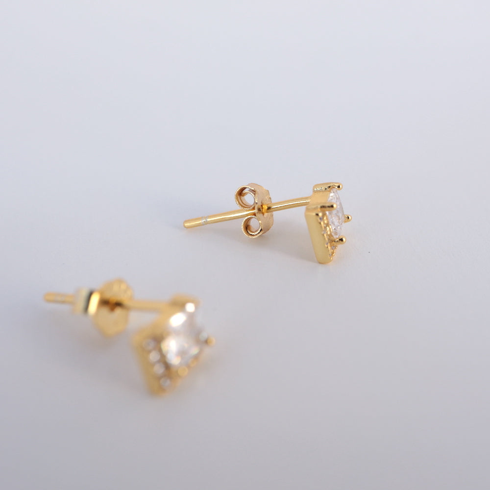 P461 silver925 square zirconia stud pierce
