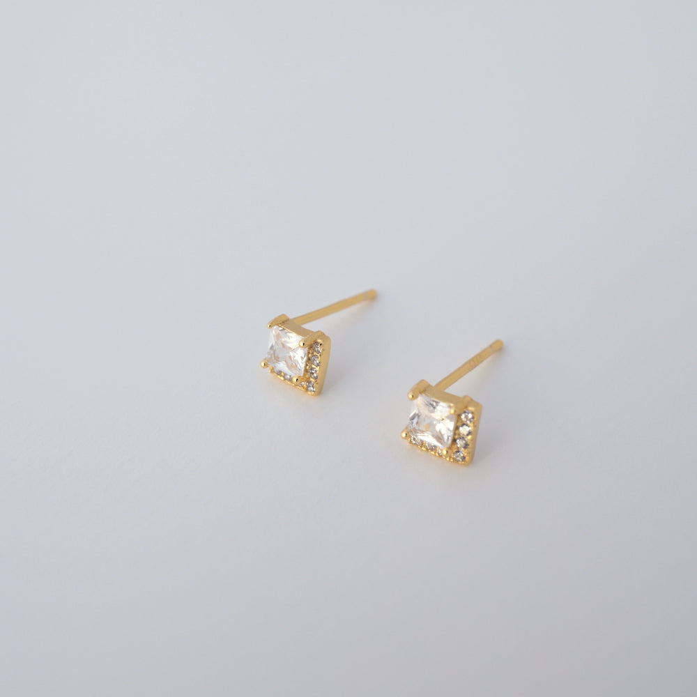P461 silver925 square zirconia stud pierce