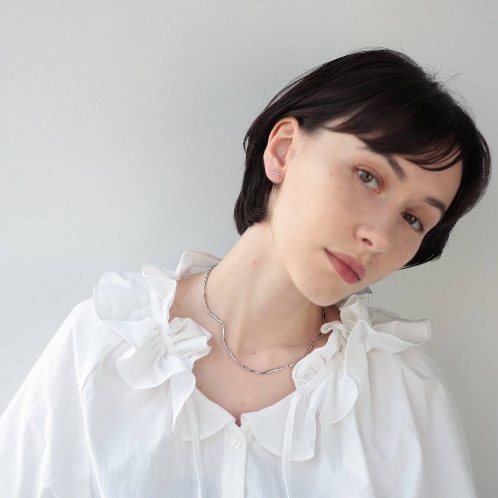 N057 stainless nuance wave necklace