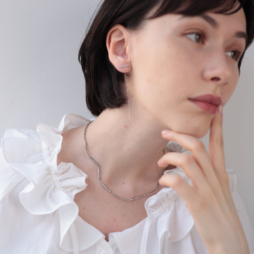 N057 stainless nuance wave necklace