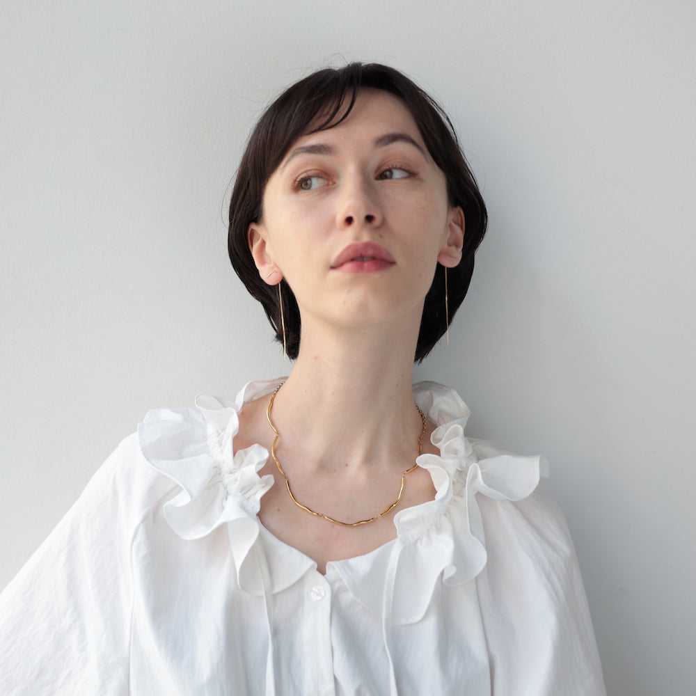 N057 stainless nuance wave necklace