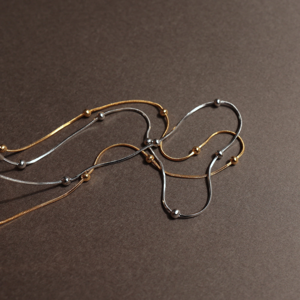 N007 stainless ball snake chain necklace