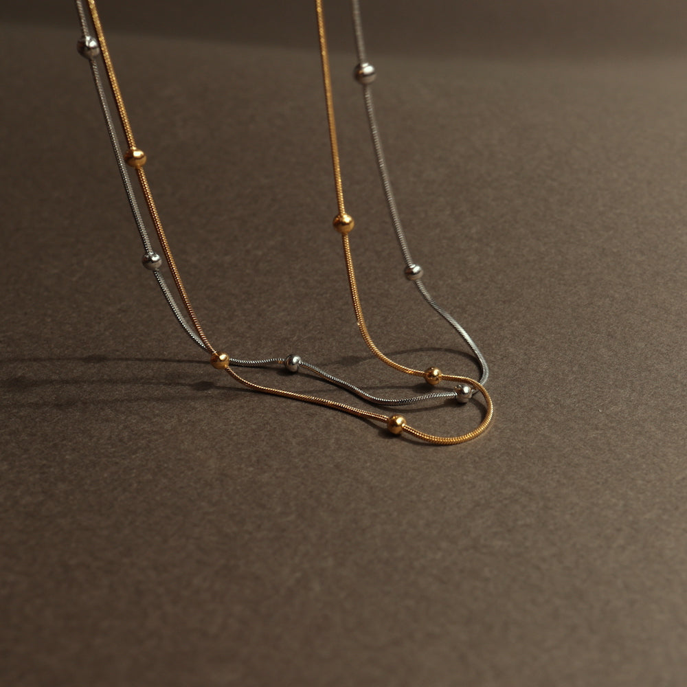 N007 stainless ball snake chain necklace