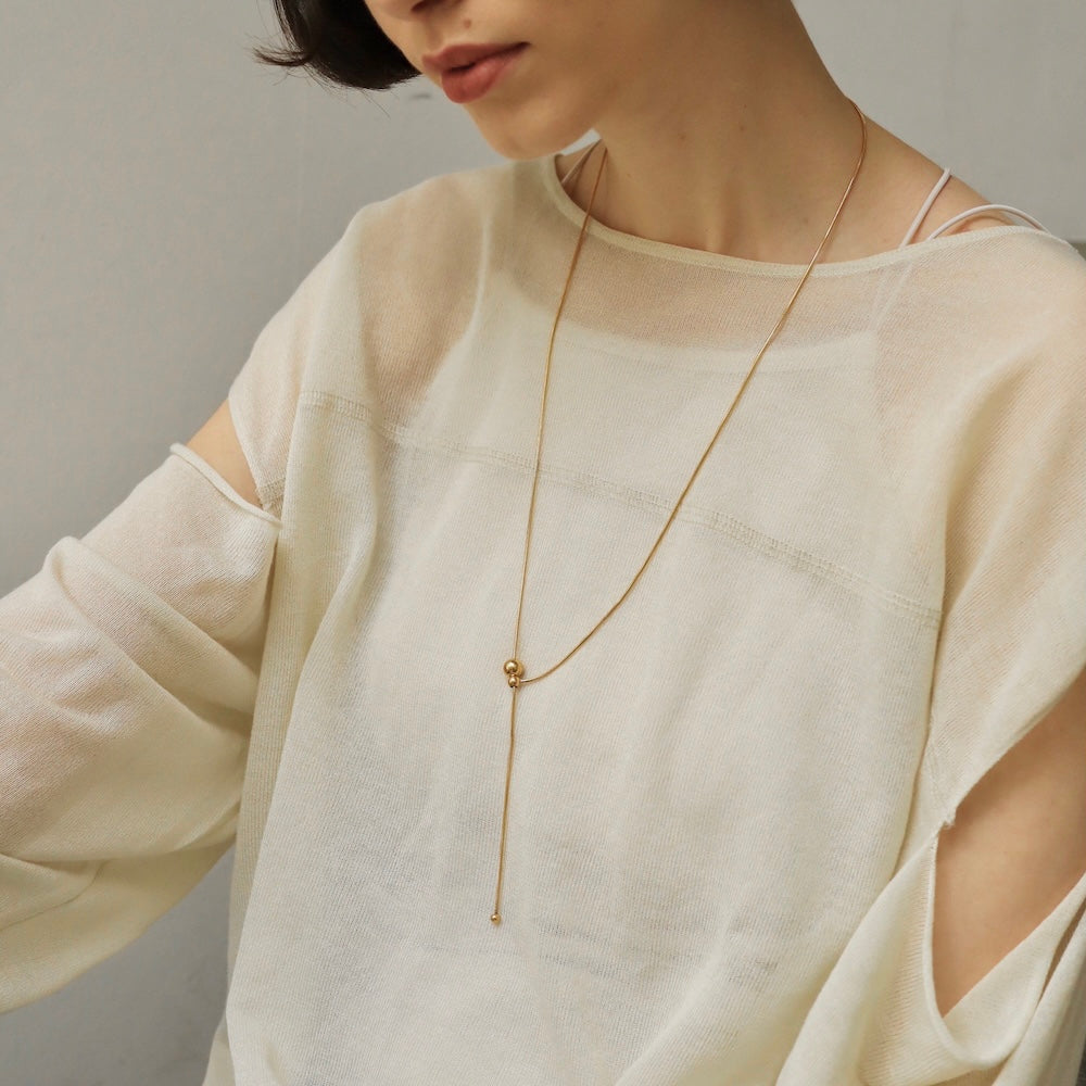 N182  stainless simple ball necklace