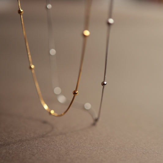 N007 stainless ball snake chain necklace