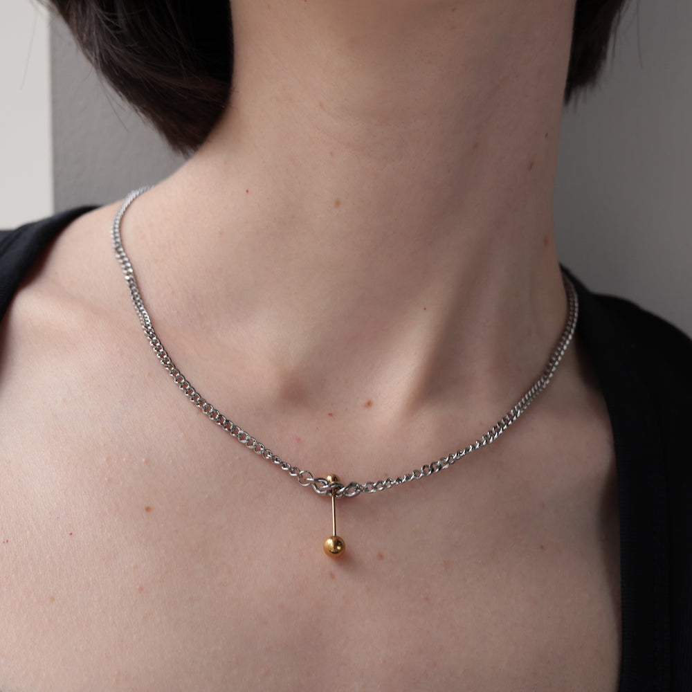 N051 stainless bi-color barbell pendant