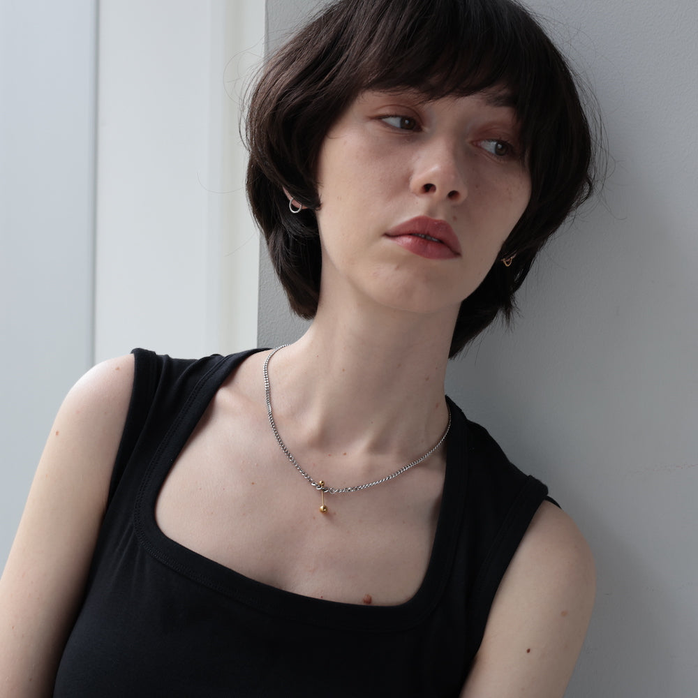 N051 stainless bi-color barbell pendant