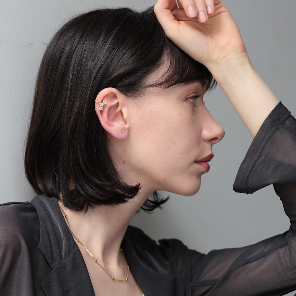 C015 stainless sparkle star ear cuff