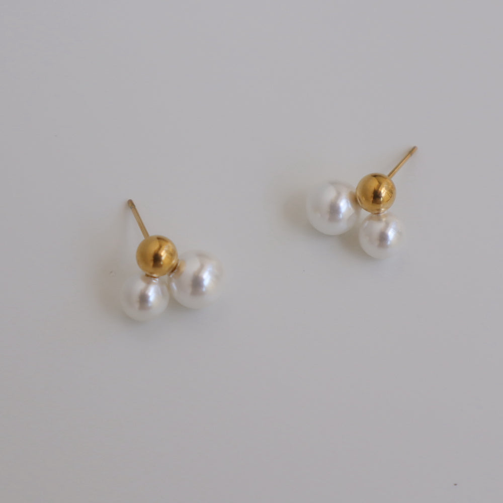 P036  pearl gold ball combination  pierce