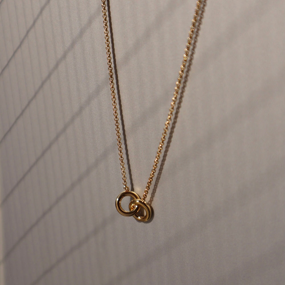 N190  stainless double circle necklace