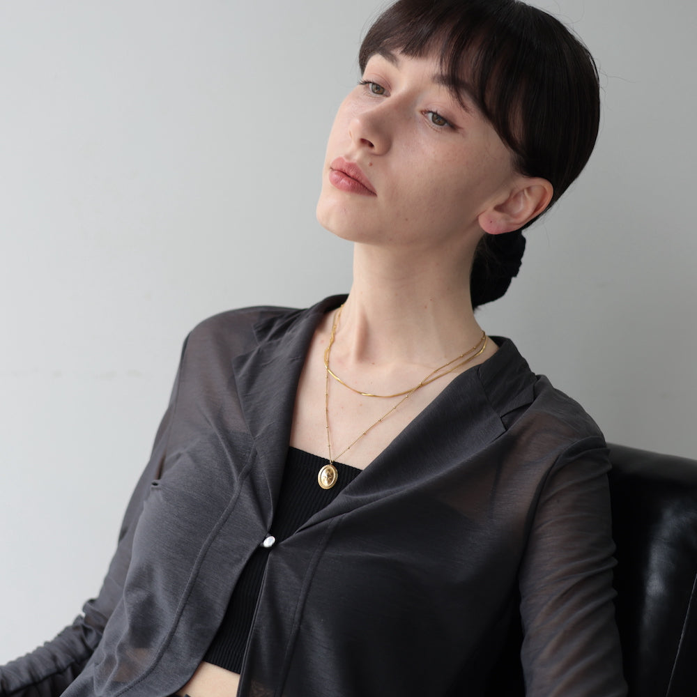 N069 stainless double chain long pendant