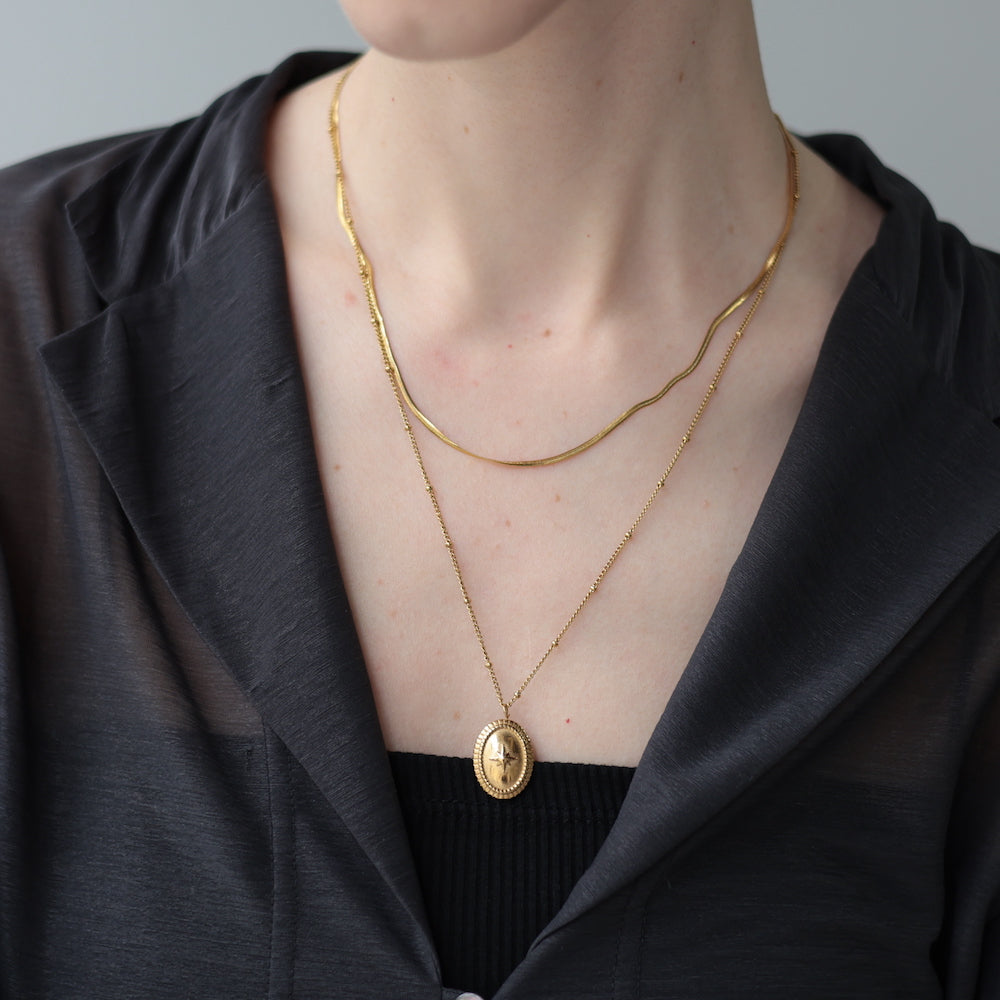 N069 stainless double chain long pendant