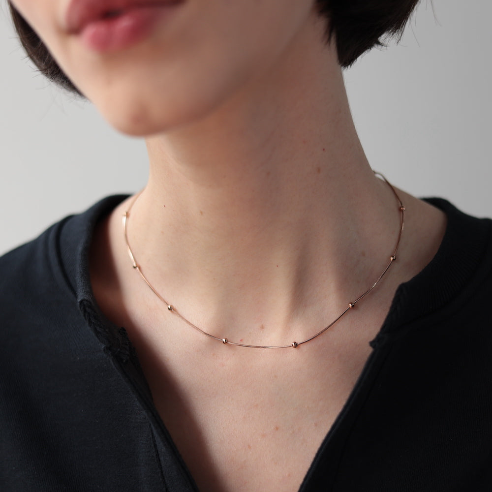 N007 stainless ball snake chain necklace