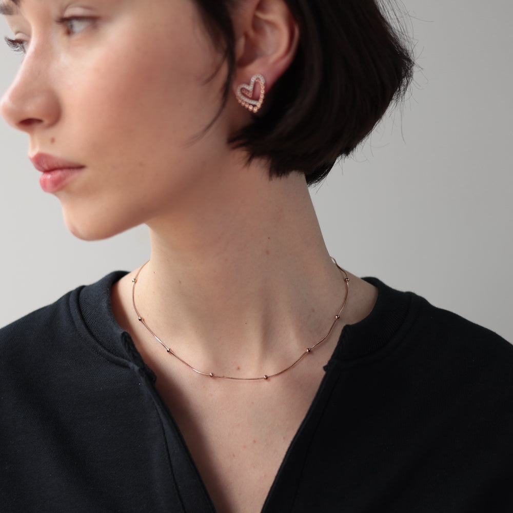 N007 stainless ball snake chain necklace