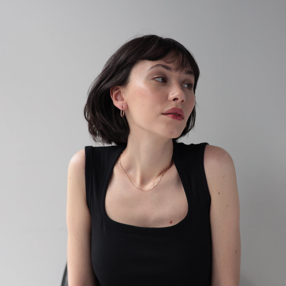 N134 stainless cylinder chain necklace