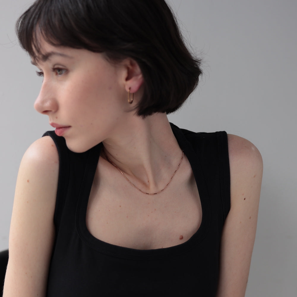 N134 stainless cylinder chain necklace