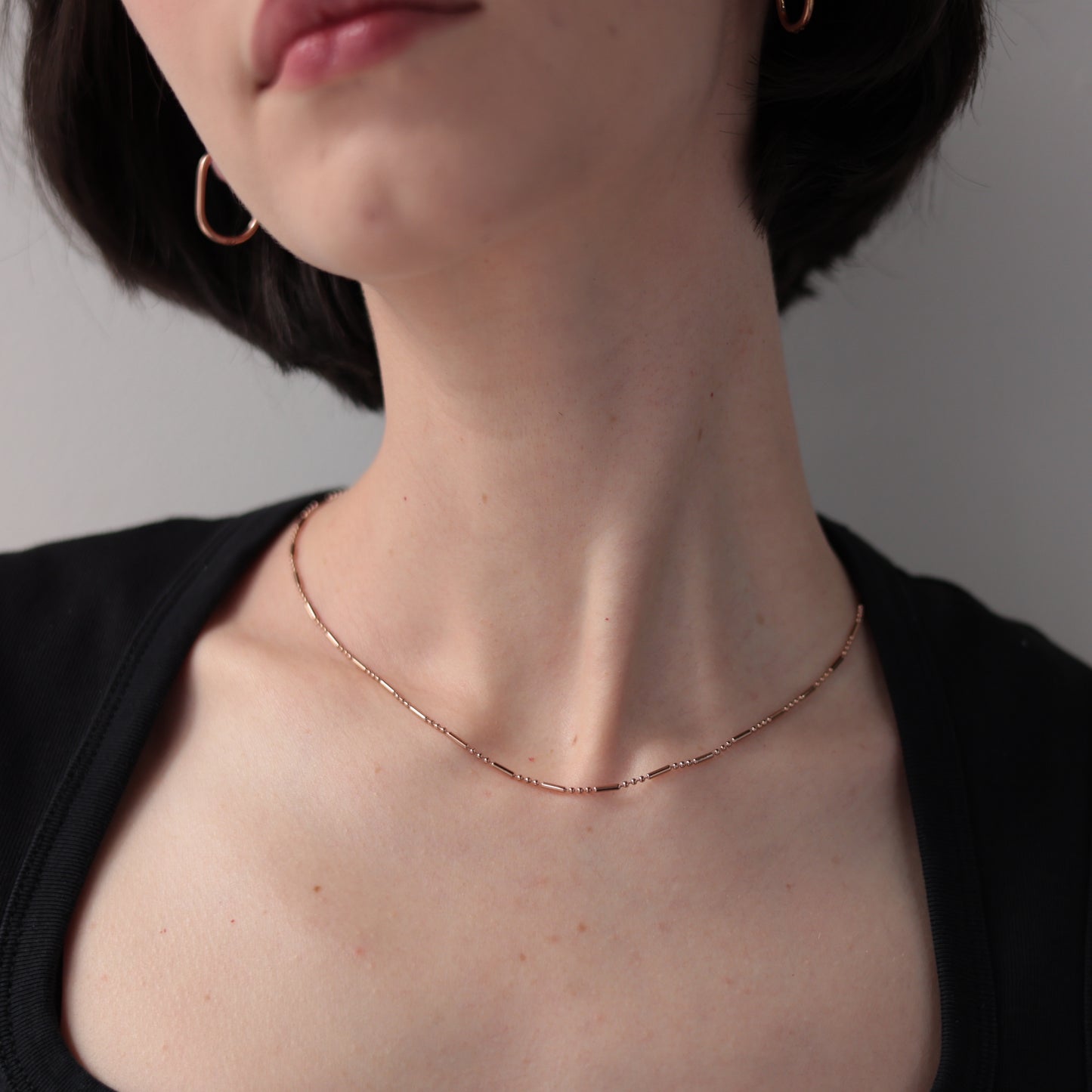 N134 stainless cylinder chain necklace