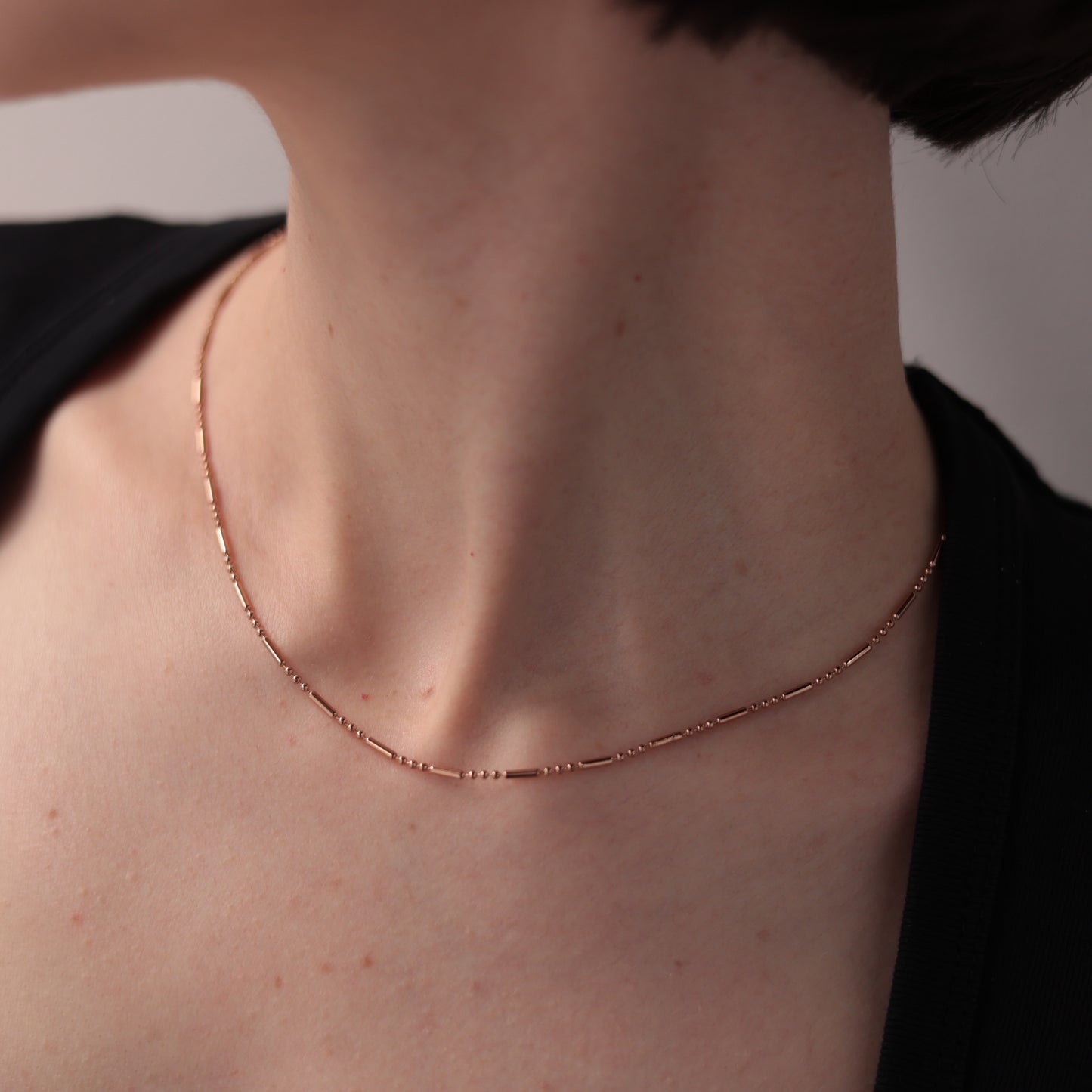 N134 stainless cylinder chain necklace