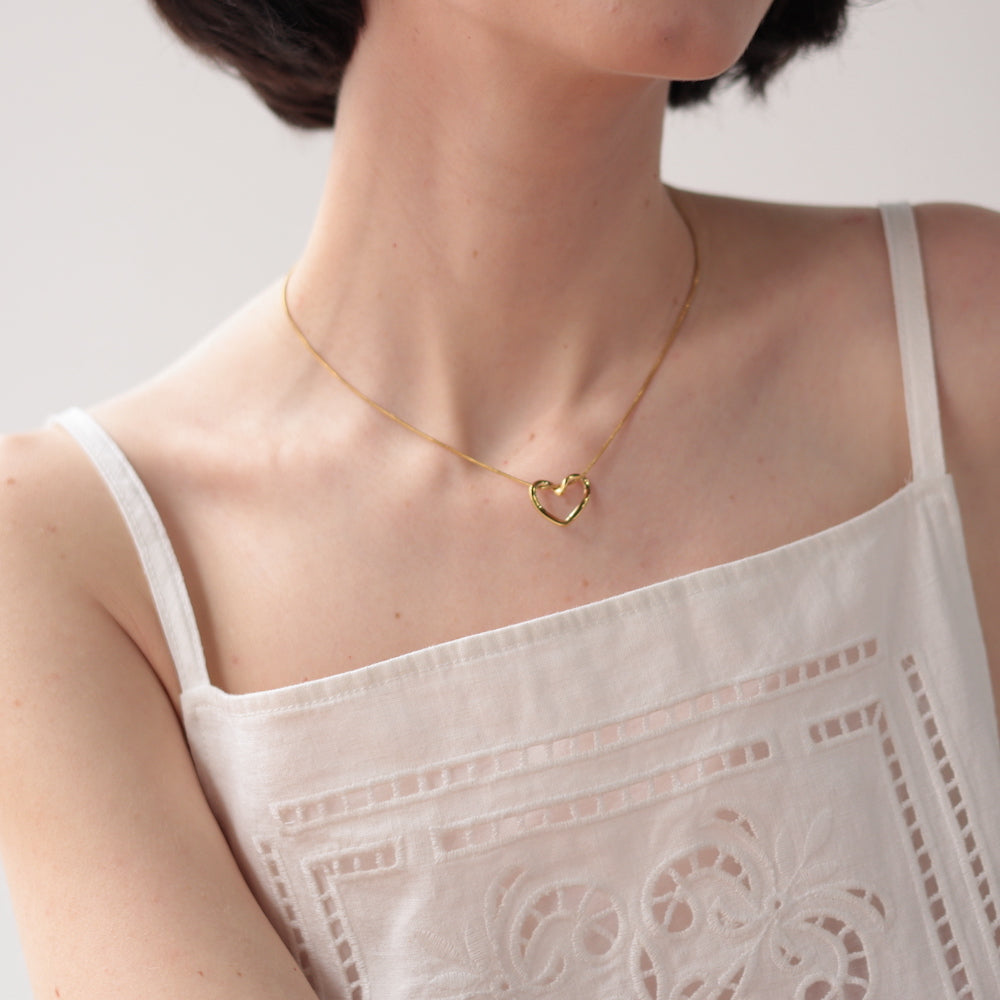 N162 stainless ring heart necklace