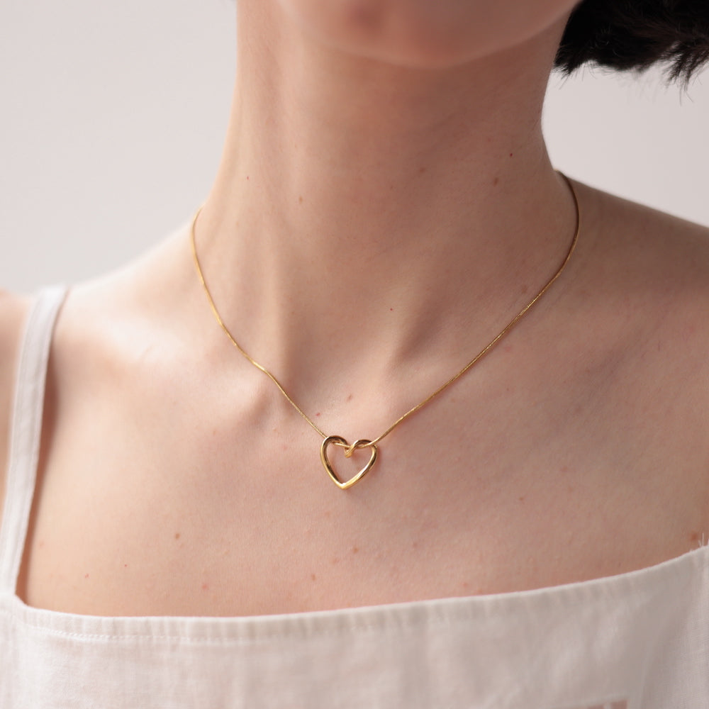 N162 stainless ring heart necklace