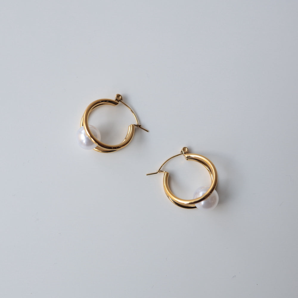 P217  stainless clip pearl hoop pierce