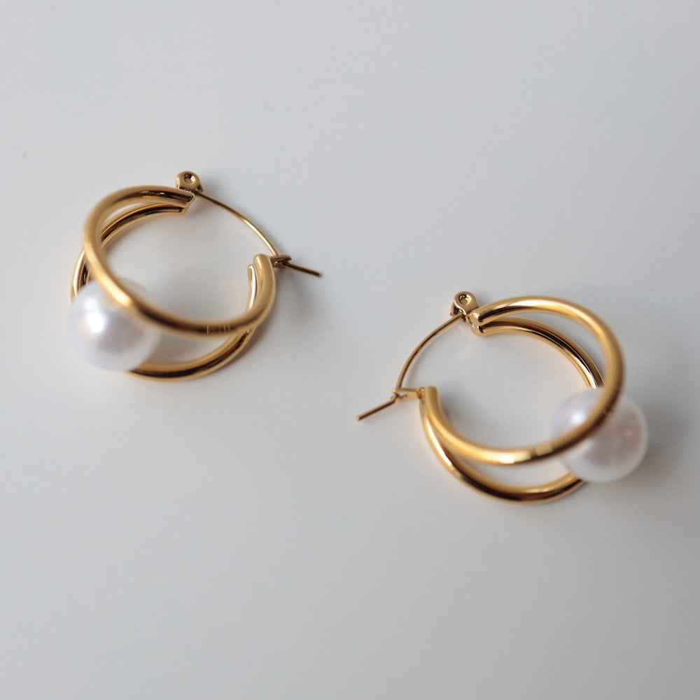 P217  stainless clip pearl hoop pierce