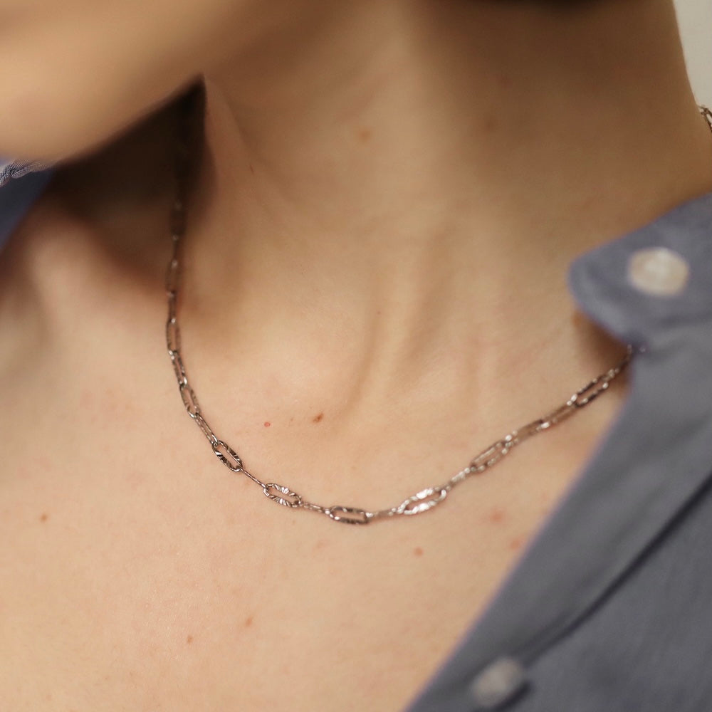 N173  stainless oval chain necklace