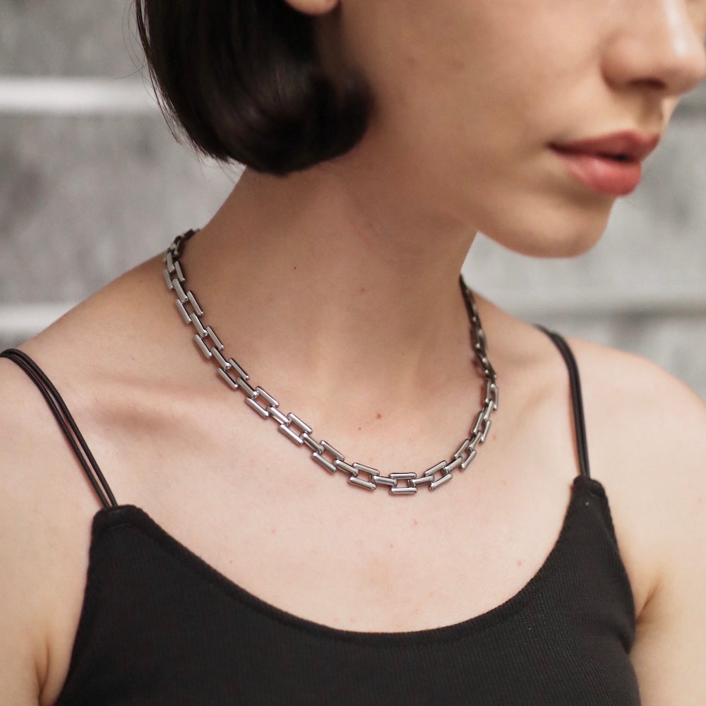 N073  stainless chain oversized necklace