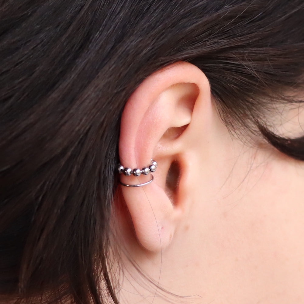 C057 silver925 connected ball earcuff
