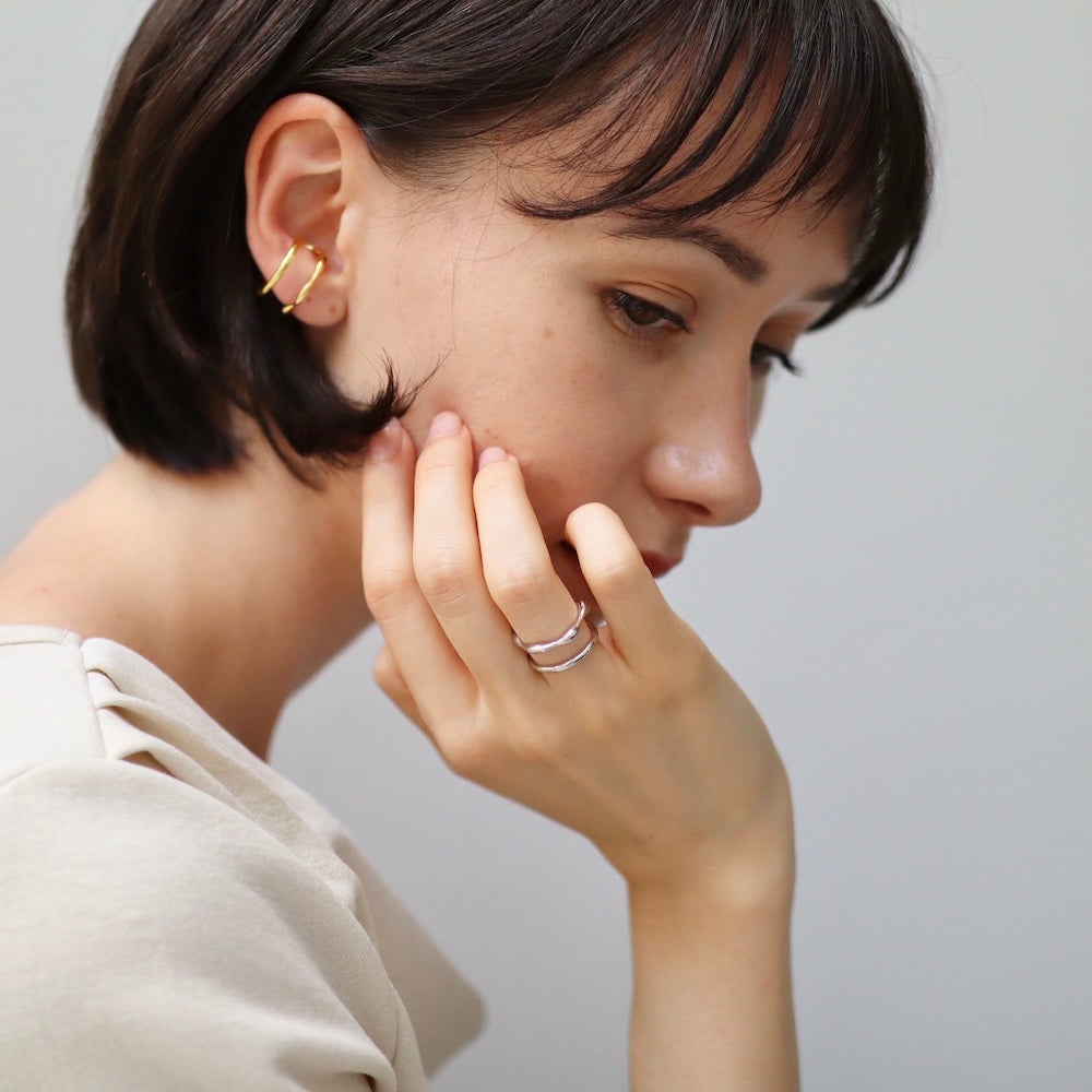 C077 silver925 parallel earcuff ring
