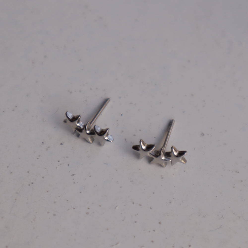 P369  stainless triple star studs pierce