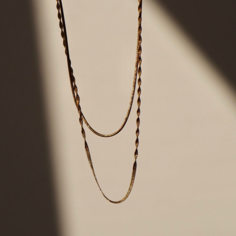 N177  stainless double chain necklace
