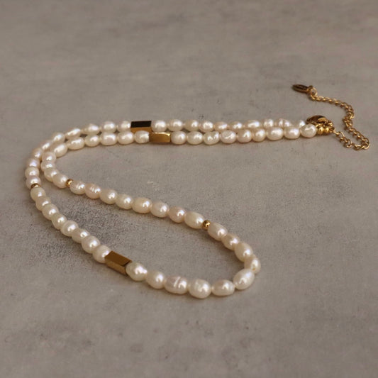 N137  stainless pearl  necklace