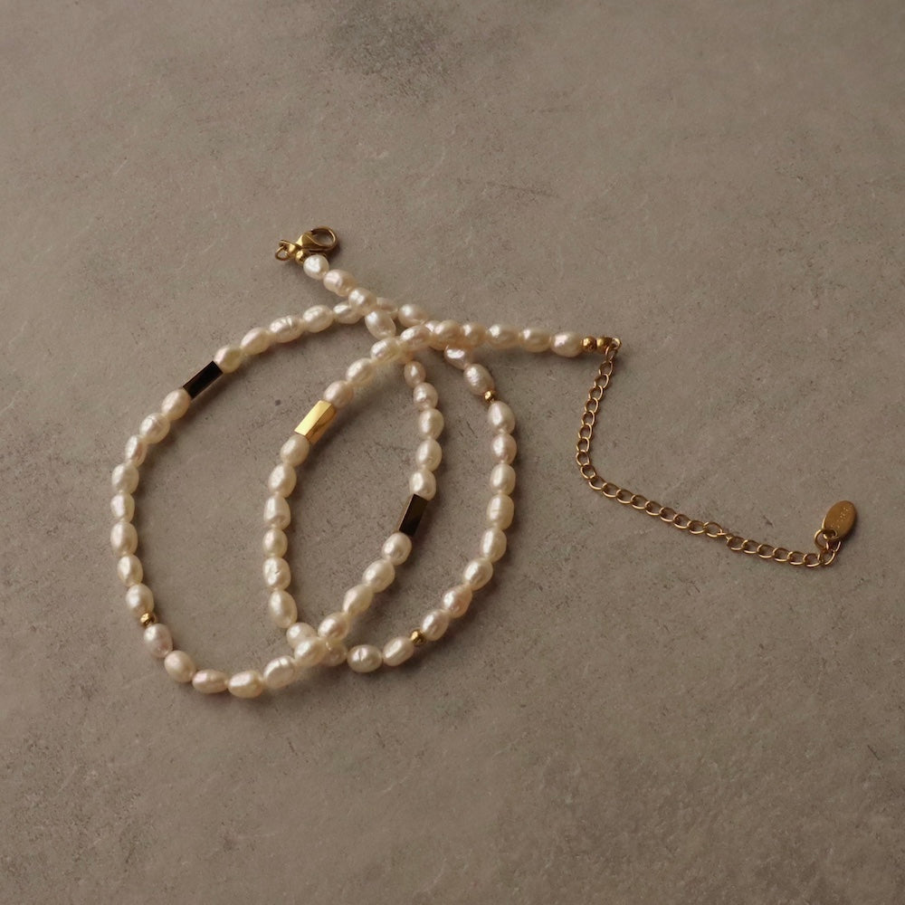 N137  stainless pearl  necklace